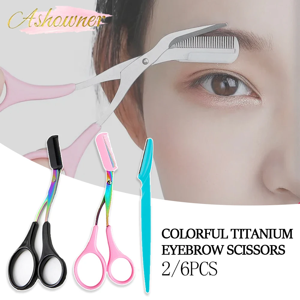 Eyebrow Shaving Knife Eyebrow Scissors with Comb Stainless Steel Plastic Razor Facial Hair Removal Razor Make-up Tool eyebrow trimmer set,eyebrow trimmer,eyebrow razor set,eyebrow razor,facial hair remover,eyebrow scissors,stainless steel scissors,hair remover,facial dissection scissors