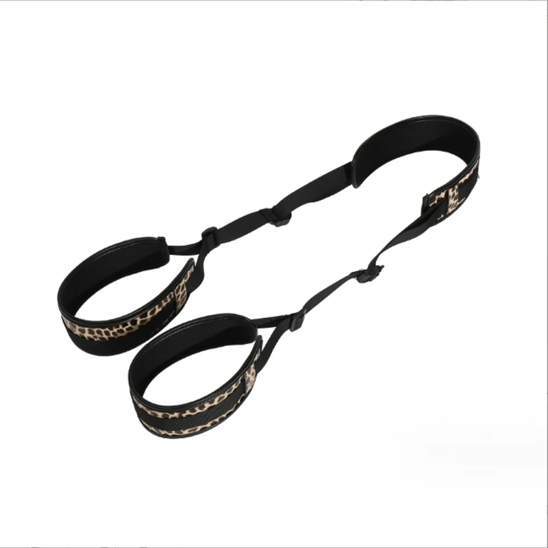 SM adult sex toy leopard print leg divider m leg straps bed bound restrained