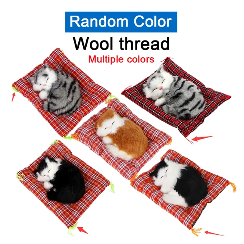 Car Decoration Accessories Lovely Plush Kittens Doll Toy Home Decoration Car-styling Car Ornaments Cute Simulation Sleeping Cats Dashboard Decoration