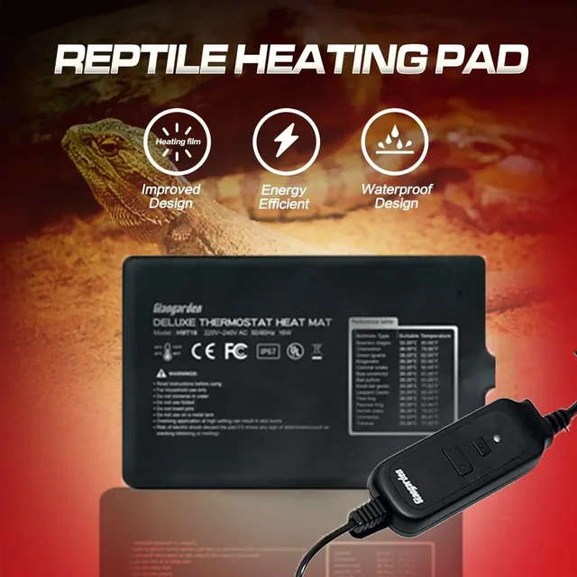 Rapid Heat Reptile Heating Pad Waterproof Heating Mat for Amphibians Terrarium Automatic Temperature Control Pad for Lizard Cage 3