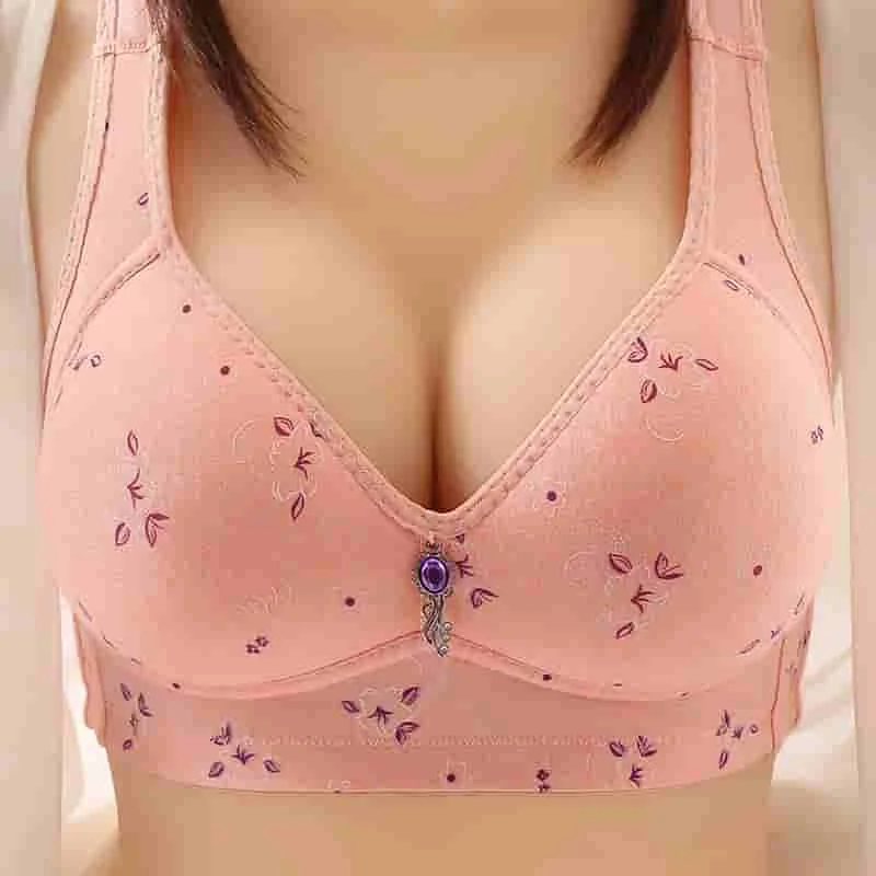 6 Pcs Breastfeeding Bra No Steel Ring Gathered Bra Pregnancy Underwear  Costume Accessory For Women Lady (skin Color + Pink + Gray, 36/80, Suitable  Fo