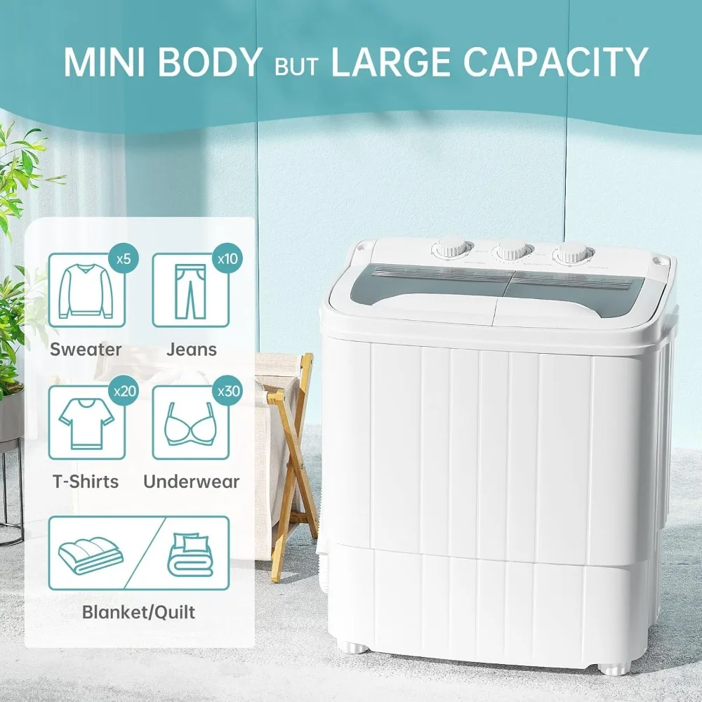 Portable washing machine with long hose, 16 pound portable washing machine dryer combination, suitable for dormitories