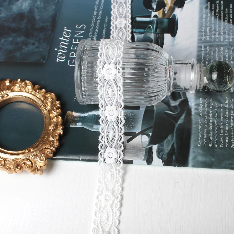 

White Cotton Thread + Mesh Embroidered Mesh Lace Garment Lace Ribbon Fabric Trims Trimmings DIY Handmade Sewing Accessories