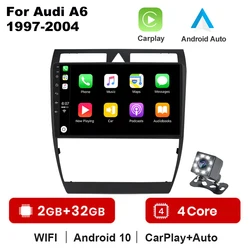 Autoradio Android 10, 2 go/32 go, Carplay, Navigation GPS, lecteur multimédia, 2din, sans dvd, pour voiture Audi A6, C5 (1997 2004), S6 2 (1999 2004) 