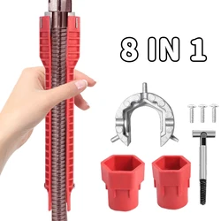 Clé à cannelure 8 en 1 pour robinet d'évier, outils de plomberie, magique, antidérapante, multi clés, réparation de cuisine, jeu de clés à douille Soquete 