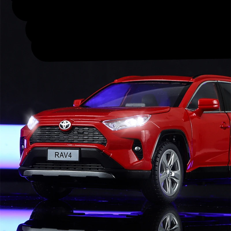 1:24 игрушечные автомобили Toyota RAV4 SUV, модель автомобиля из сплава, Литые металлические игрушечные автомобили, модель автомобиля со звуком и искусственными элементами, коллекция, детский подарок