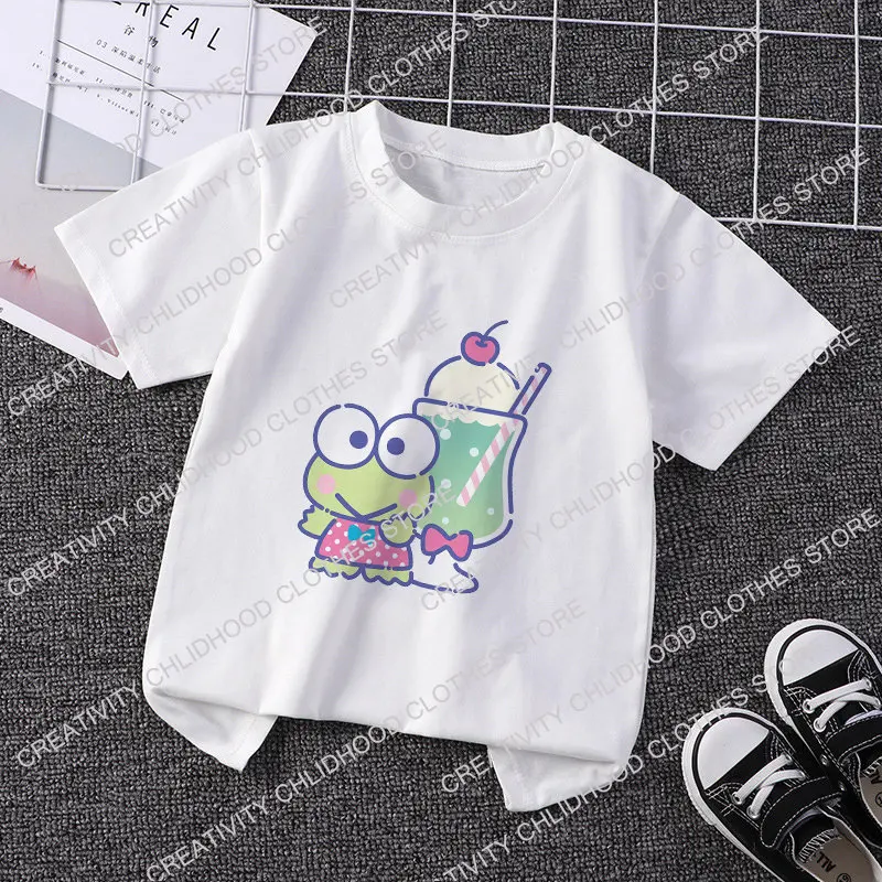 Sanrio gyerekek Póló kawaii T Ing Üdv Barka cinnamoroll cartoons Utcai ruhák Anime T-idom shirts Glaszé Öltözet számára lányok