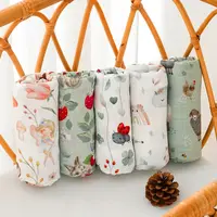HappyFlute New 120*110CM Digital All Print  Bamboo Cotton 2Layer Super Soft Muslin Swaddle High Quality Wrap For Newborn Blanket 2