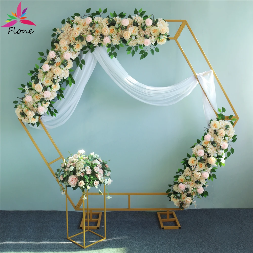 Hexagonal Arch Frame Wedding Stage Background Flower Decoration ...