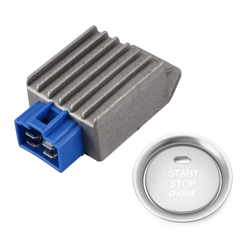 

Регулятор напряжения для Yamaha с 2 шт. в комплекте, серебристая алюминиевая кнопка запуска двигателя без ключа и кольцо для Mazda