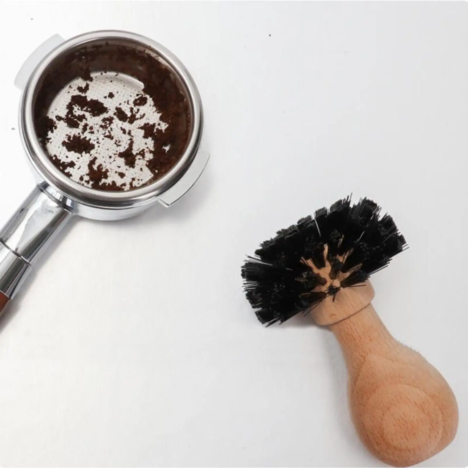 Protable Coffee Tamper Cleaning Brush Espresso Coffee Grinder Cleaning for 51mm 53mm Basket Barista Kitchen