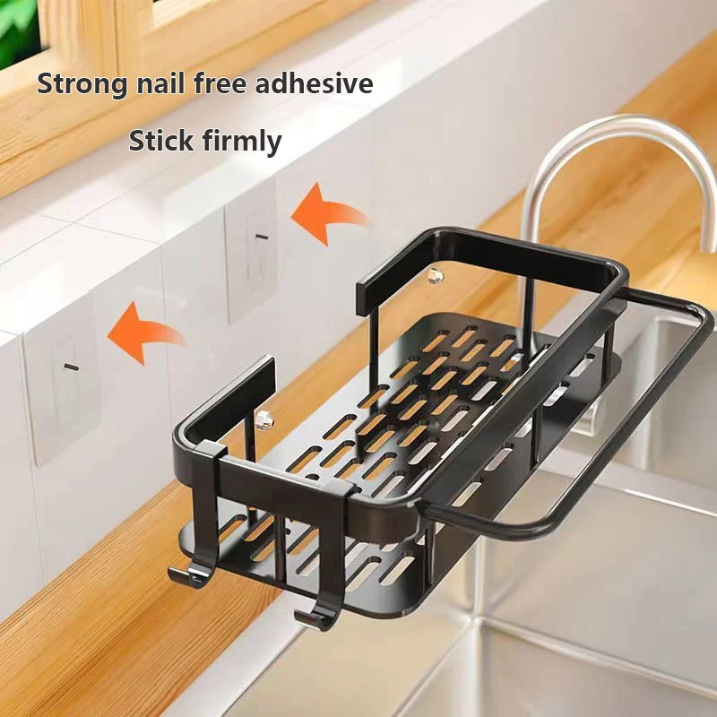 1Pc Multifunctional Sponge Rack Drainer Kitchen Shelf Sink Rag Holder Bathroom Rack Dishwashing Detergent Dishcloth Organizer