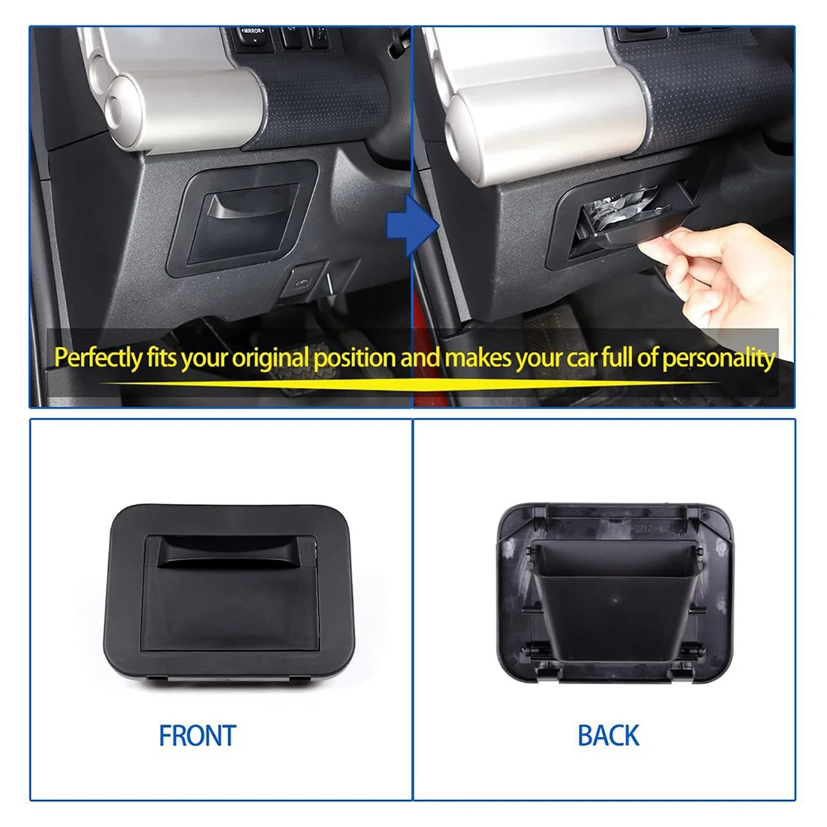 Center Console Fuse Storage Box for Toyota FJ Cruiser 2007-Driver's Seat ABS Fuse Box Coin Container Inner fuse storage box
