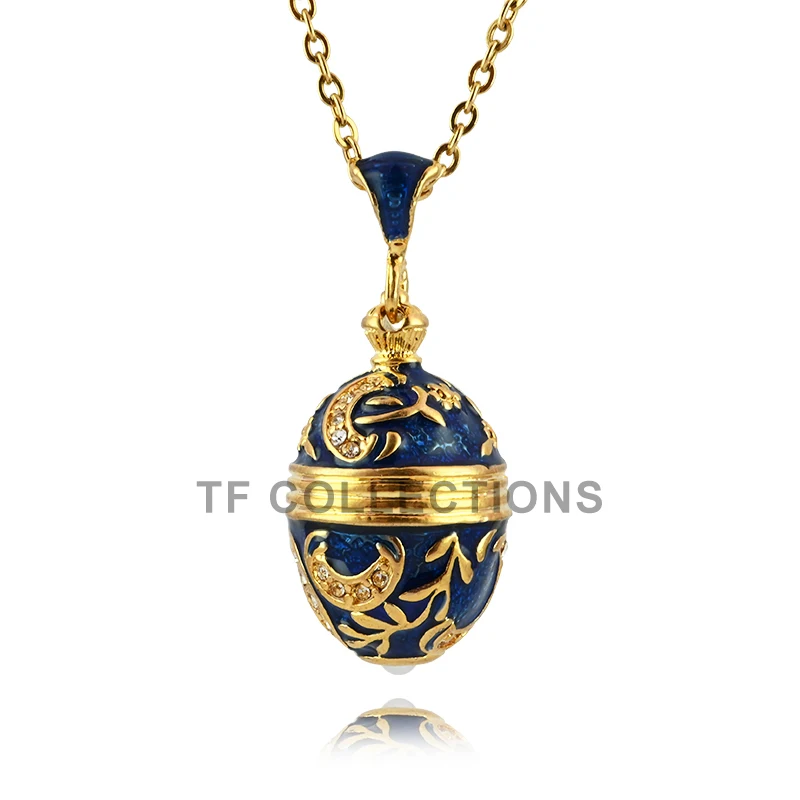 YAFFIL 2025 Fashion Necklace and Pendant Enamel Handmade Jewelry Brass Vintage Egg Pendant Charm Crystal Rhinestone Girl Gift 3