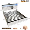 with 4 Drawers and Bookcase Headboard, Sliding Barn Door Storage Shelves, No Box Spring Needed, Beds Frames 2