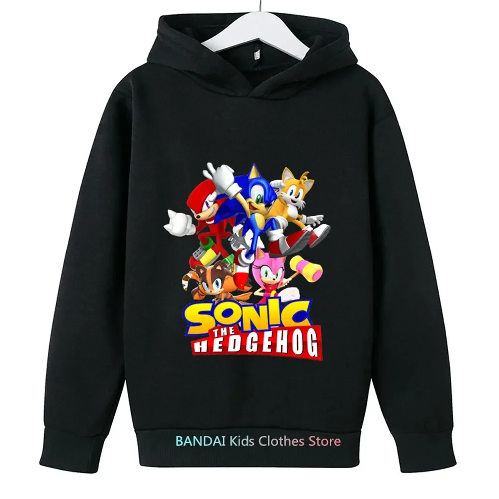 

3-14 Years Kids Sonic Hoodie Clothing Boys Harajuku Sweatshirt Spring Autumn Clothes for Girls Kids Long Sleeve O-neck Hoodies