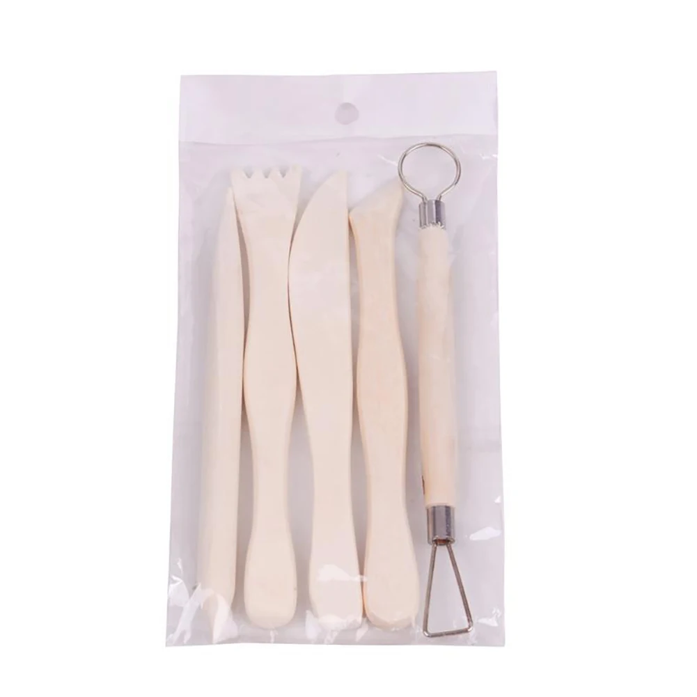 5Pcs of Art Supplies Clay Sculpture Wooden Ceramic Knife Sculpture Carving Shapers Cutters Clay Craft Polymer Clay Tools Set