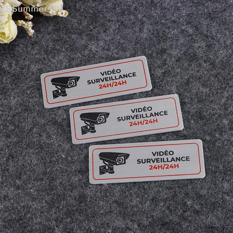 【SSummer10】1pcs Aluminum Watch Video Surveillance Warning Sign Private Camera Surveillancewith Sticker With Tape【SS】 - 2