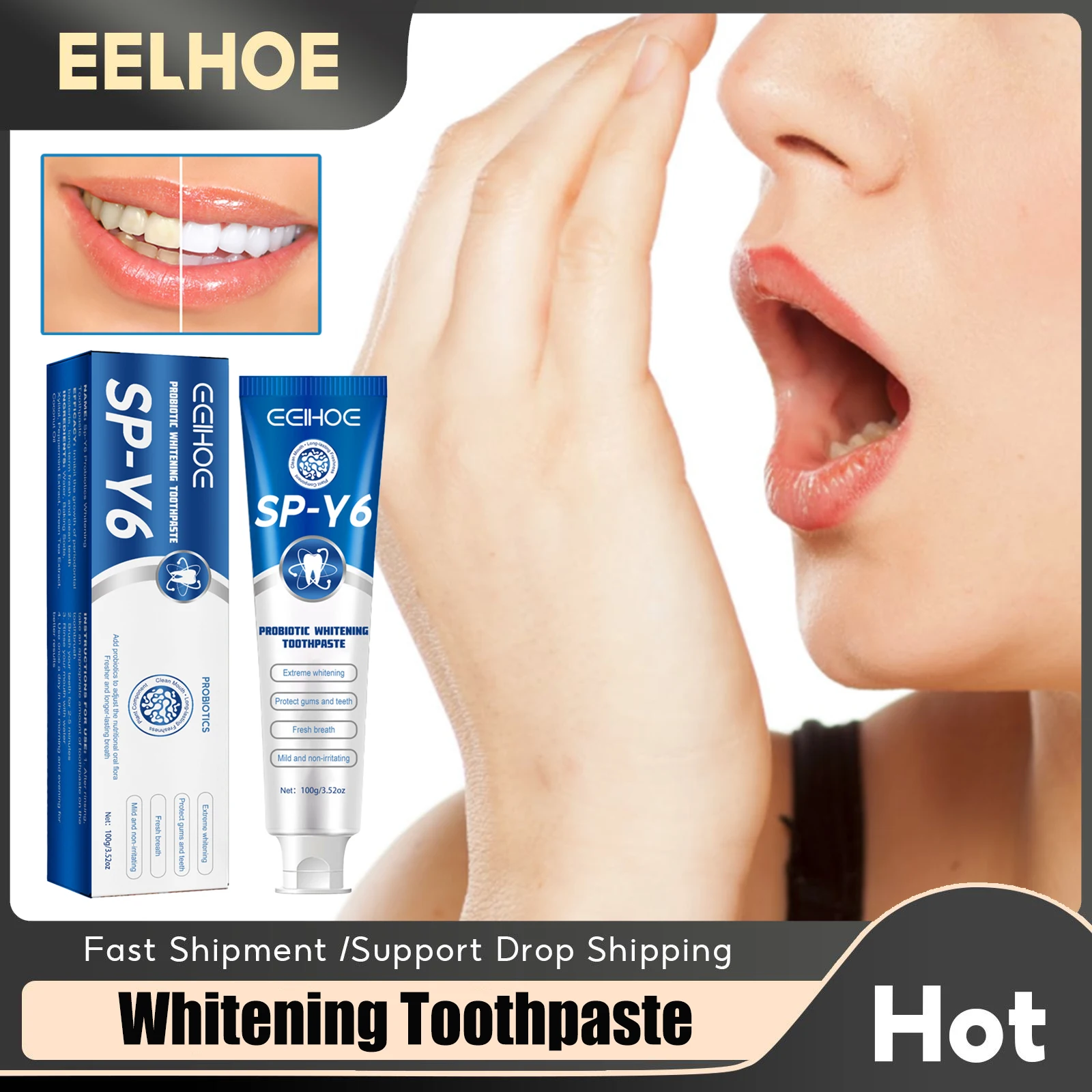 

Teeth Whitening Toothpaste Probiotic Colour Corrector Deep Cleansing Fresh Breath Remove Yellowing Plaques Stains Brighten Teeth