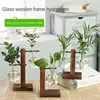 Hydroponic Vintage Glass Flower Pot Terrarium Plant Vases Transparent Vase Wooden Frame Glass Tabletop Decor Garden Supplies 3