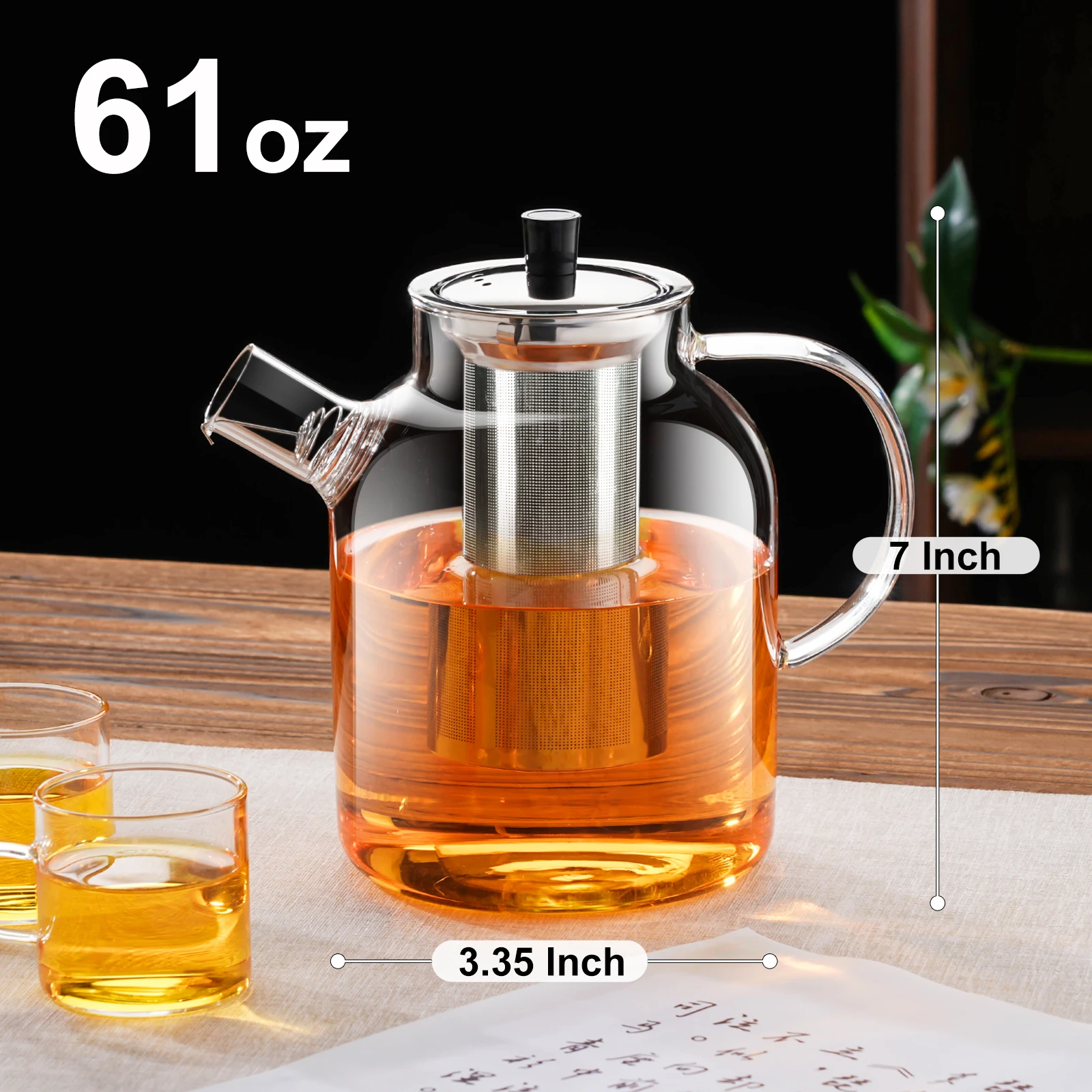 1800ML Home And Kitchen Transparent Glass Water Jug Camping Water Bottle Cold Coffee Pot Coffeeware Teaware Drink ItemsKettle