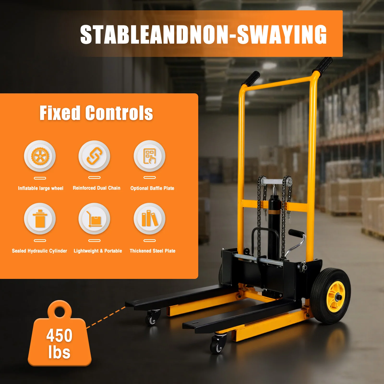 Mini Forklift Manual Hydraulic Stacker Lightweight Foldable Transport Lifting Cart Pallet Truck Dolly for Commercial & Industry