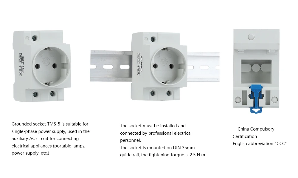 Description Picture 3 of itemCNC TMS-5 16A 250V 50Hz Modular Socket Grounded Socket For Single-phase Power Supply Connecting Electrical Appliances