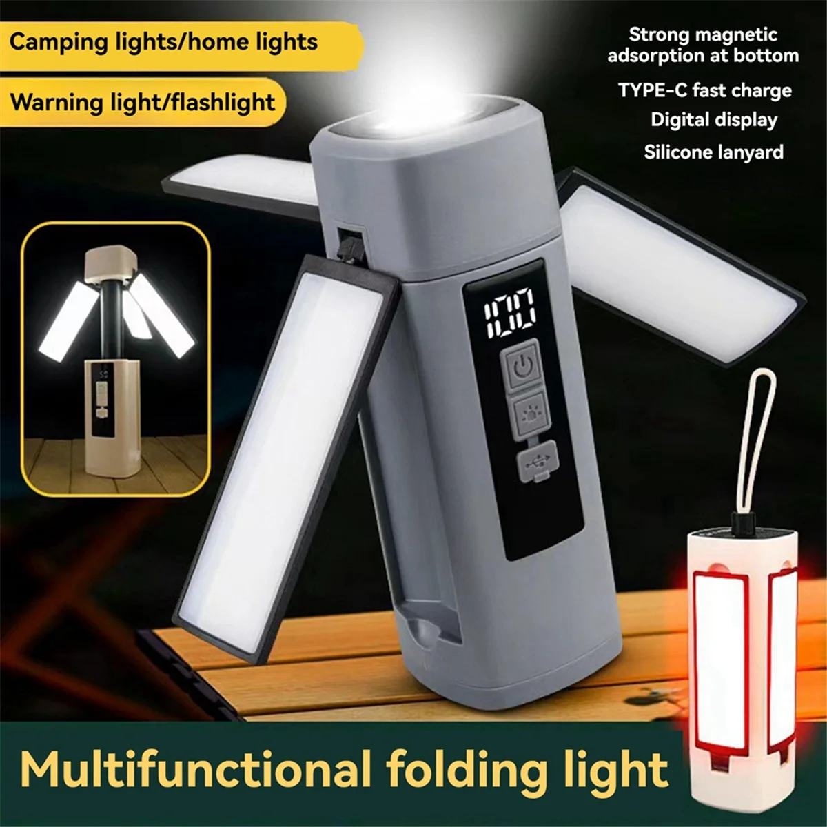 BAAU Outdoor Multifunctional Camping Light Folding Telescopic Portable Floodlight Tent Light Camp Camping Light,B