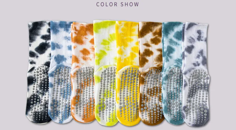 Yoga Socks Women Cotton Tie-dyed Silicone Non-slip Pilates Grip Crew Sock 4 S1067d5b8ada84615b0fb64ebf76a88bcP