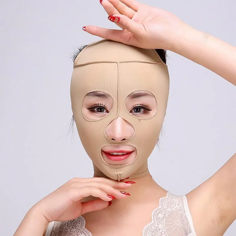 얇은 얼굴 도구 건강 관리 마사지 풀 페이스 리프트 마스크, 슬리밍 페이셜 마사지 붕대, M, L, XL, 턱 리프트 업 V 페이스 셰이퍼