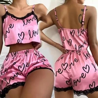 2 Pieces Set Women'S Pajama Shorts Suit Homewear Print Underwear Pijama Sexy Lingerie Camisoles Tanks Nighty Ladies Sleepwear - Image 2