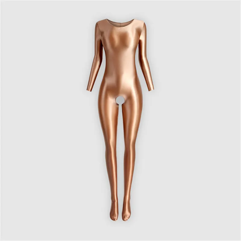 XCKNY oil glossy tights sexy smooth One Piece Skin Bodysuit Unisex glossy pants Yoga Pants sexy crotch pants Spandex Zentai Suit