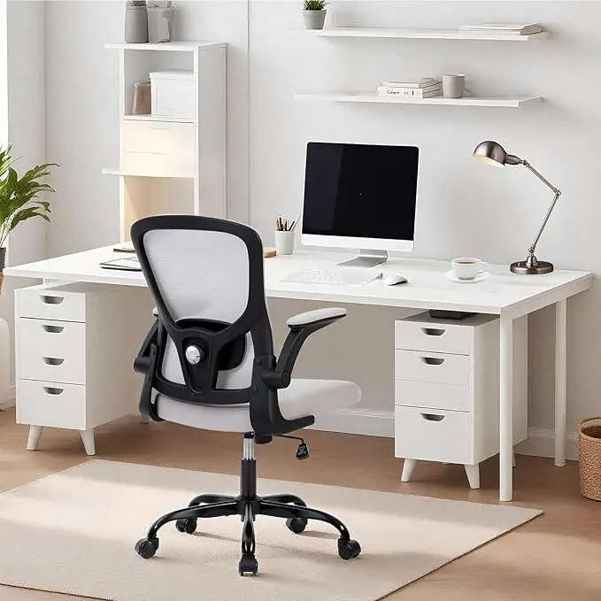Büro-Schreibtischstuhl mit Netzstoff mit hoher Rückenlehne – ergonomischer Computerstuhl für Zuhause, Gaming und Arbeit, höhenverstellbar, hochklappbare Armlehnen – Detail 5