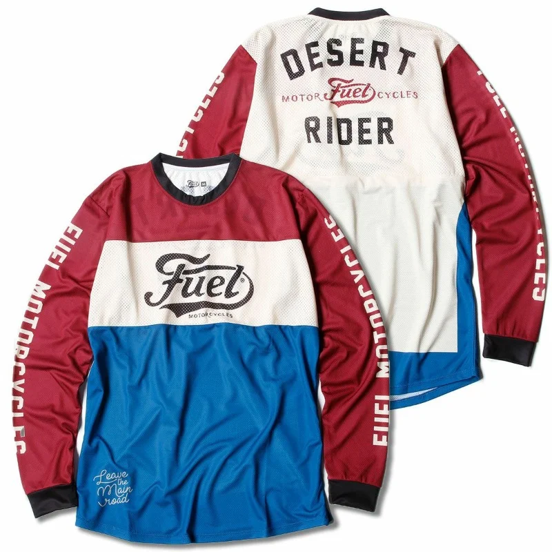 2026 Neues Kinder-Motorradtrikot „Fuel Desert Rider“ im Vintage-Stil – schnelltrocknendes, atmungsaktives Langarmshirt für Outdoor-Fahrten