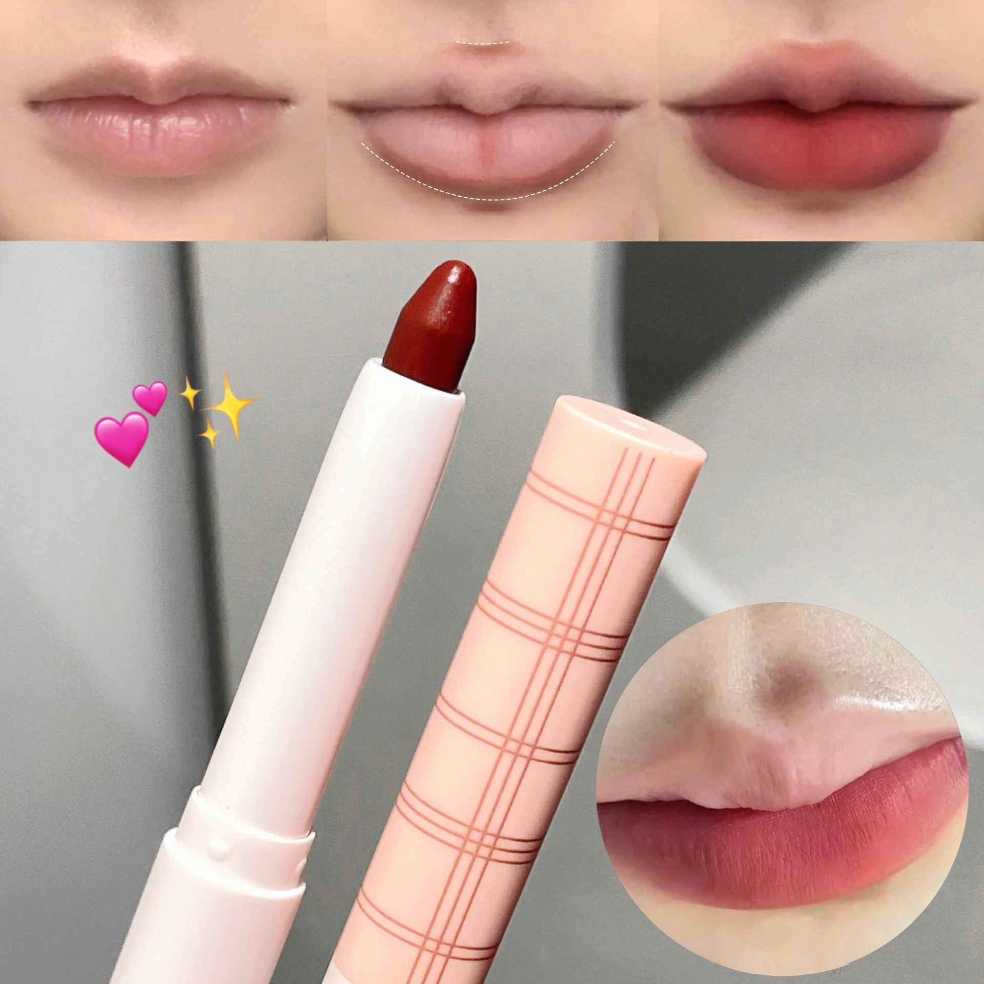 

6 Colors Nude Velvet Matte Lipstick Nude Pink Matte Solid Lip Gloss Waterproof Lasting Lipstick Pencil Lip Liner Pen Lip Makeup