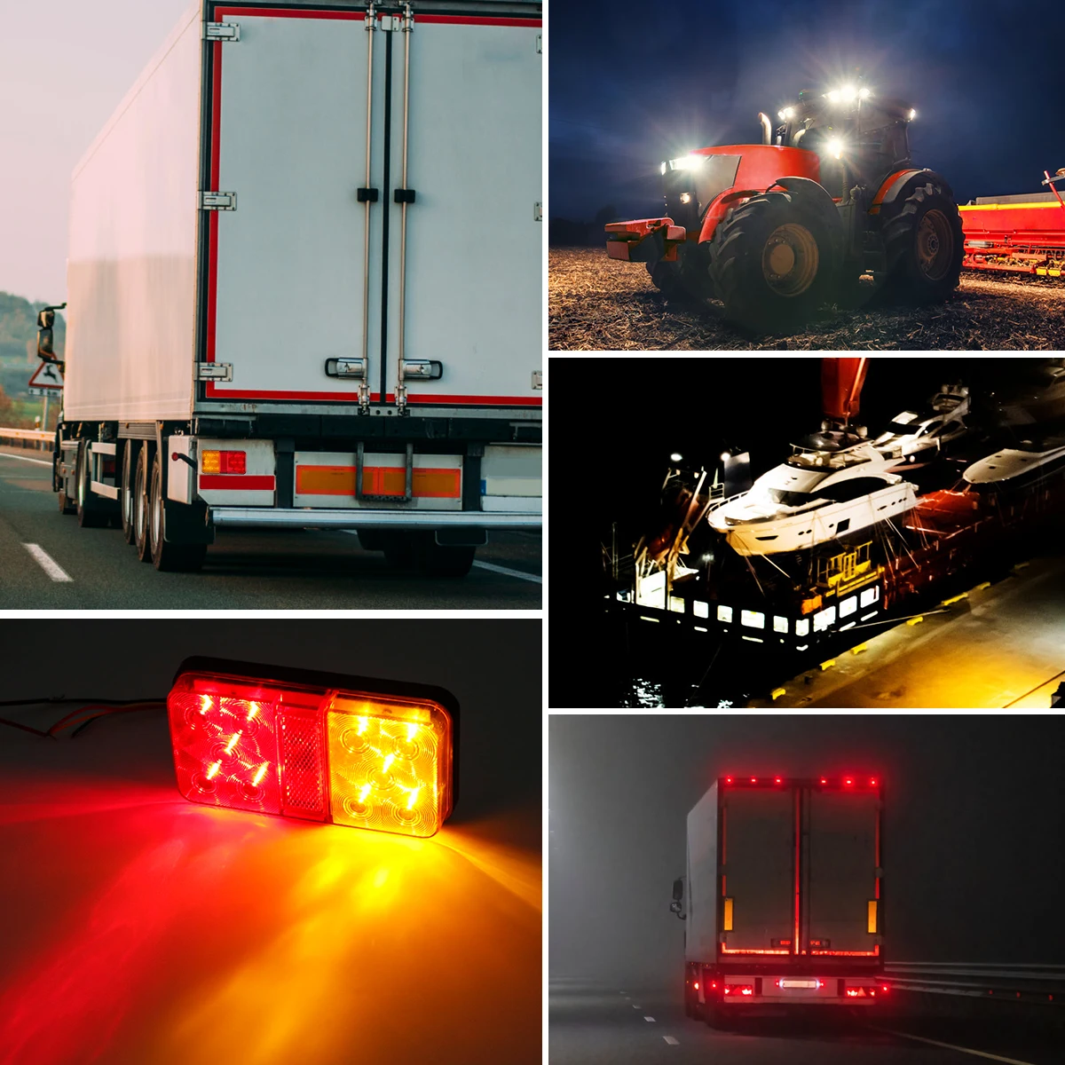 Waterproof LED Trailer Tail Lights 12V Rear Stop Brake Turn Lights