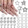 30PCS Star Nail Charms 3D Alloy Nail Art Charms 4 Styles Silver Stars Nail Rhinestones Crystal Pentagram Nail Gems for DIY Craft 1