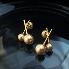 

2021 New Fashion Unique Bright Pearl Stainless Steel Earrings Champagne Bright Color Earrings Party Jewelry Exquisite Gifts