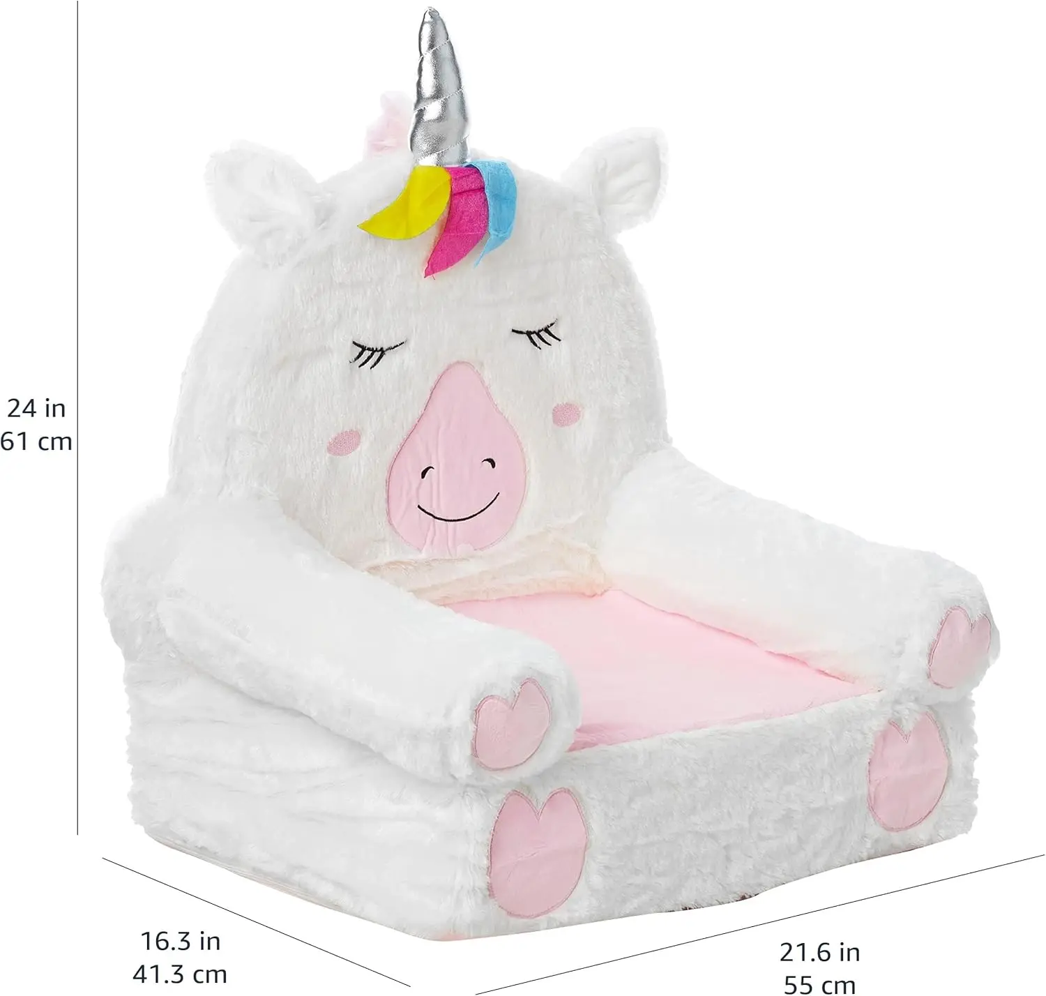 Basics Children's Plush Toddler Chair, Unicorn, Medium, Multicolor 3