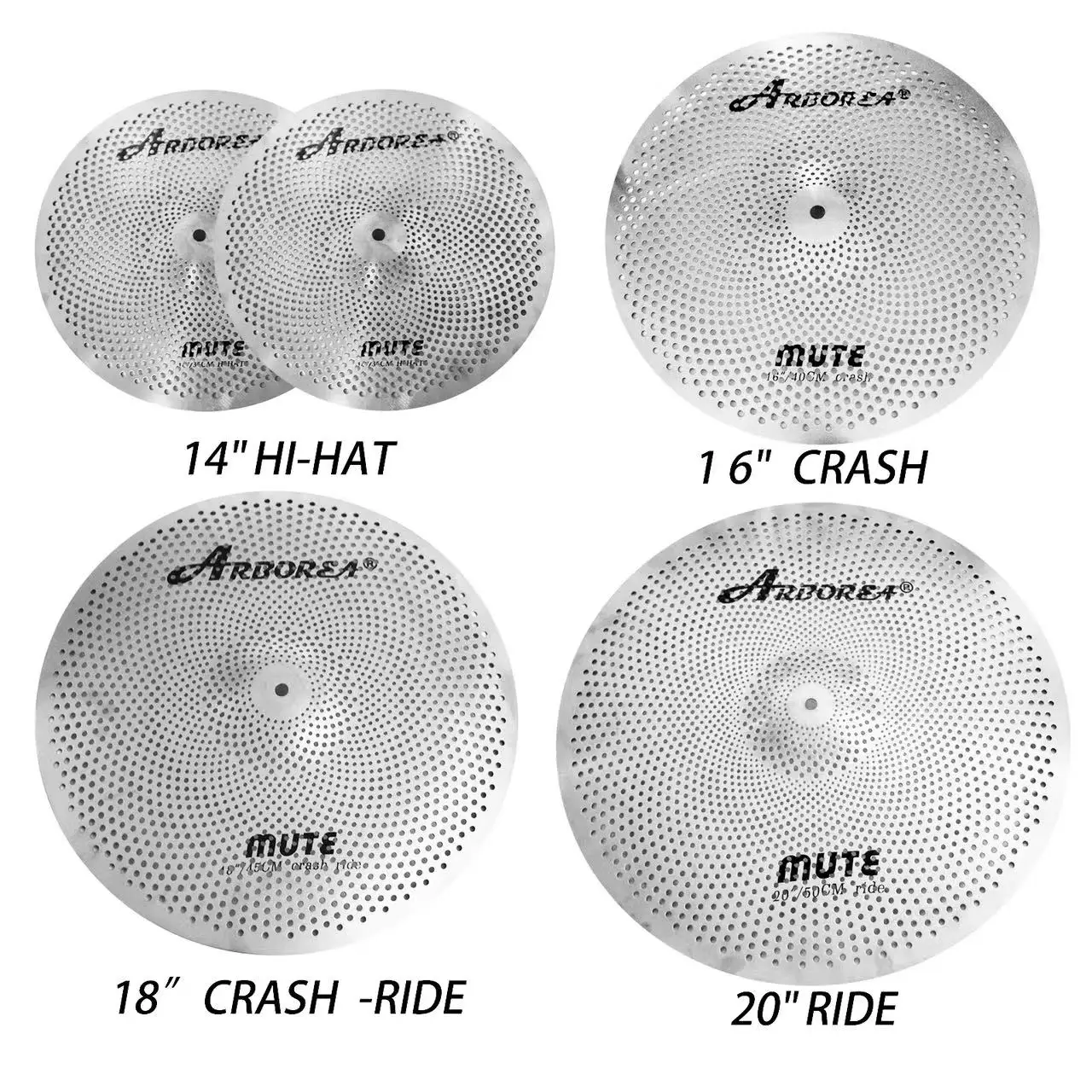 Arborea mute regular cymbal Dragon 14&lsquo;HI-HAT+16' CRASH+18' CRASH-RIDE + 20'RIDE Hand-made cymbals tibetan cymbals drum cymbal kit