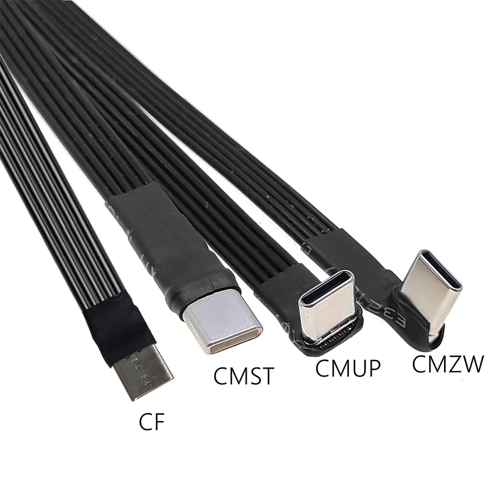 Type C vers USB-C 90 °   Câble adaptateur coudé batterie externe câble de chargement PD Flexible USB C câble plat en Silicone 2A 480Mbps