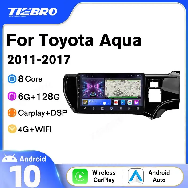 

Автомагнитола Tiebro для Toyota Aqua 2011-2017 2DIN Android 10 автомобильный стерео Bluetooth плеер GPS навигация 2din Android радио Carplay
