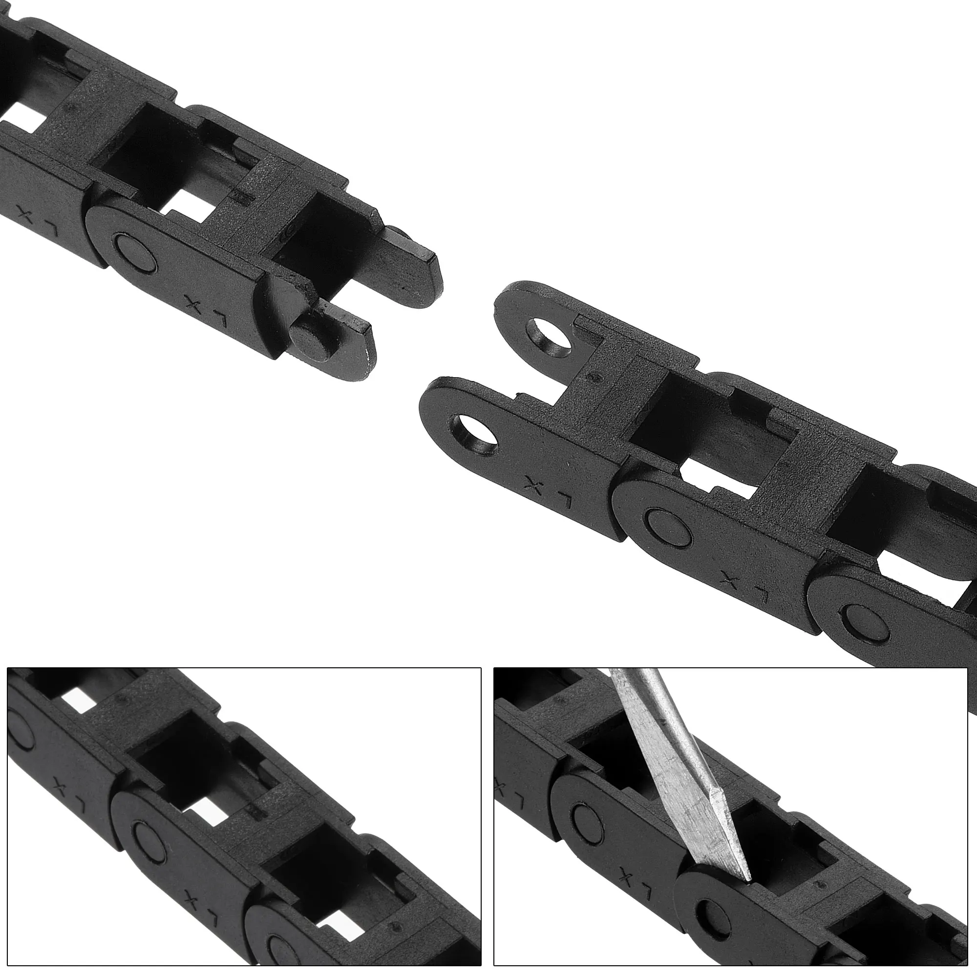 Non-opening Drag Chain Bridge Type R18 R25 R28 7x7 8x8 6x10 10x10 7x15 10x15mm L1m Cable Carrier with Ends for CNC 3D Printer