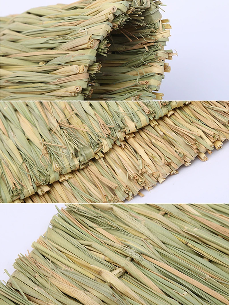 Natural Straw Grass Mat for Small Animals - Woven Hay Bedding and Resting Mat