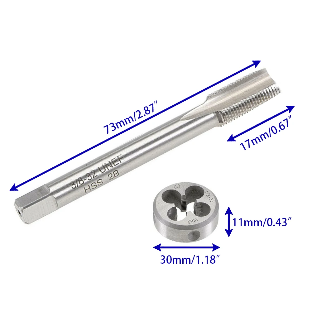 1Pc Right Hand Tap 3/8-32 UNEF HSS Thread Pitch 3/8"-32 Tool Cutting Consumables Accessories Screw Removal Hand Tool Manual Tool