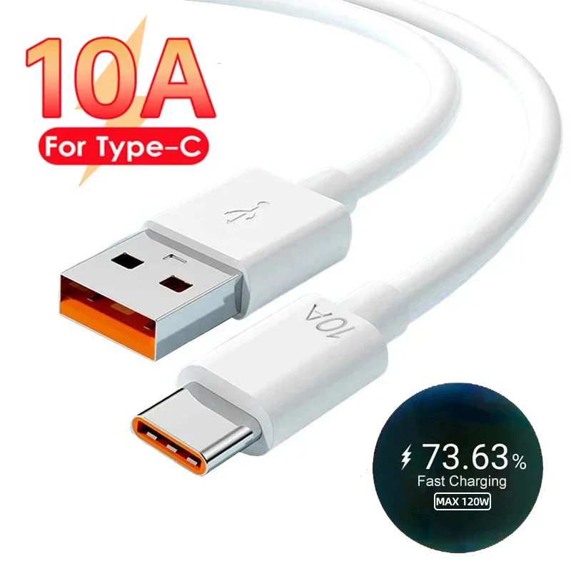 10A Type C Fast Charging Cables for Samsung Xiaomi Huawei Android Phones Universal USB-C 120W Quick Charger Wire Data Cord