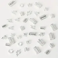 40 pièces assorties d'accessoires de tressage pour cheveux : anneaux métalliques, perles, manchettes, tubes, breloques, décorations ajourées pour tresses africaines et dreadlocks, doré 3