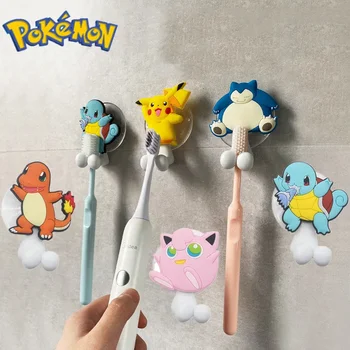 포켓몬 피카츄 칫솔 홀더 만화 벽 후크, 강력한 자체 접착 행거 후크 흡입 무거운 하중 랙, 부엌용 빨판