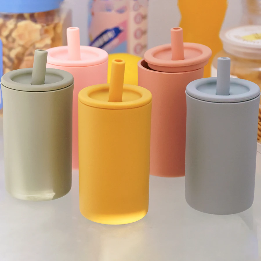 2023 Baby Training Nontoxic Feeding Drinking Straw Cup Organic Detachable Sensory Sippy Tumbler Silicone Cup Baby Stuff 5