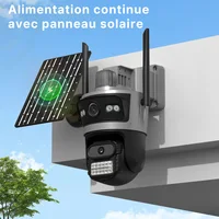 Caméra solaire 4G AOV extérieure, 3 écrans, suivi automatique, surveillance de sécurité, alerte en temps réel, vision nocturne intelligente, moniteur iCsee 5